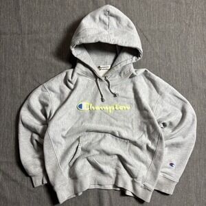 Champion grey hoodie with yellow embroidery - XL